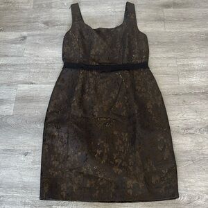 Elie Tahari black/gold brocade sheath dress sz 8 party Glam cocktail holiday